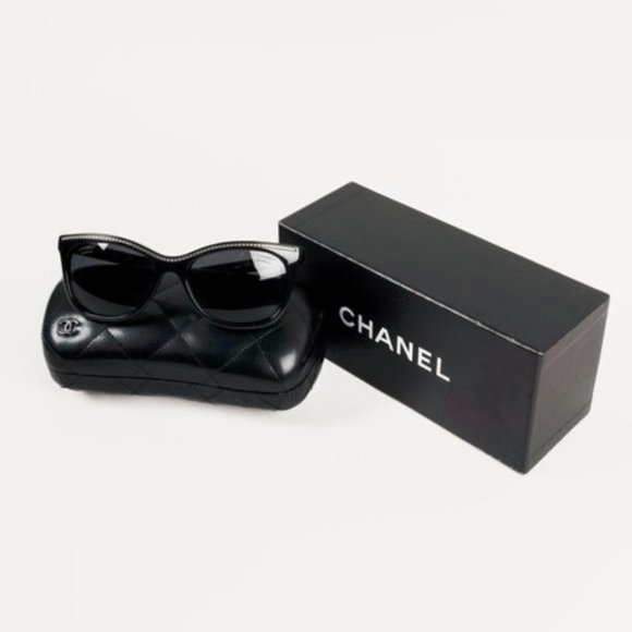 Chanel 6041 Black Cat-Eye Chain Sunglasses